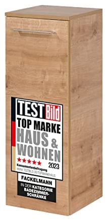FACKELMANN B.PERFEKT Midischrank in AST-Eiche Design, Braun, Maße: 31x81x32 cm, Hängeschrank mit gedämpften Scharnieren, Made in Germany