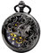 TREEWETO Unisex Taschenuhr mit Kette Analog Handaufzug Doppelscharnier Antik Drache Skelett Schwarz