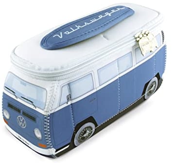 BRISA VW Collection - Volkswagen Neoprene Universal Makeup Cosmetics Toiletry Travel Pharmacy Bag in T2 Bus Design (Blue & White/Small)