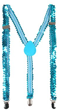 Alsino Pailletten Hosenträger Glitzer Träger Hoträ-54 Türkis - mit 3-Clips in Y-Form One-Size Elastisch Verstellbar Party Karneval