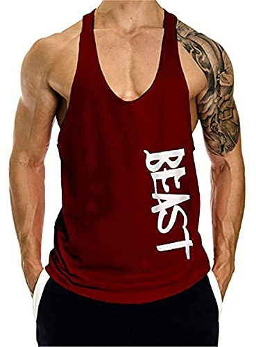 Cabeen Herren Beast Druck Bodybuilding Tank Tops Weste Muscleshirt Trägershirt Unterhemd