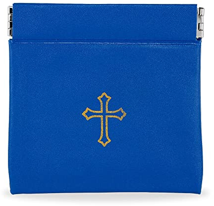 Rosenkranz-Beutel mit Quetschverschluss und goldfarbenem Kreuz-Design, Vinyl, blau, 3.5 x 3.5, Robust, einzigartig