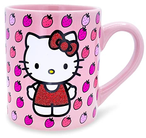 Silver Buffalo Sanrio's Hello Kitty Red Glitter Dress Ceramic Coffee Mug, 14-Ounces