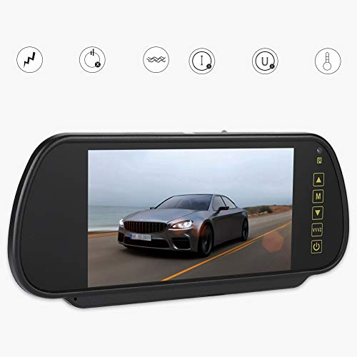 Universal Auto Rückspiegel, 7 Zoll LCD Auto Dimmmonitor Rückfahrkamera mit externem DVD oder Auto TV, Rückspiegel für alle Fahrzeugtypen.