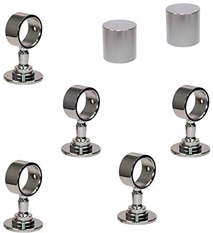 2 Endkappen und 5 Seilträger verchromt für 40mm Handlaufseil