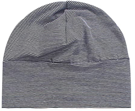 Harilla Gestreifte für Frauen, Slouchy Cap für Curly Hair Girls Slap, Schwarz Weiß, M