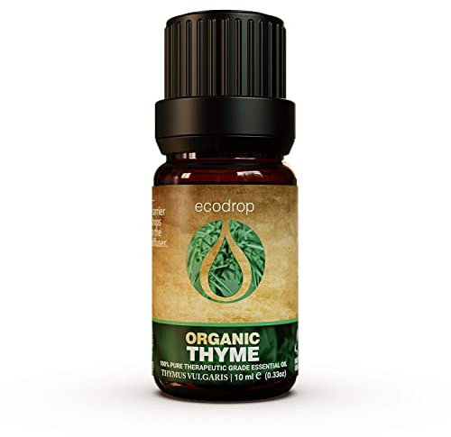 Ätherisches Thymianöl, COSMOS-Biozertifizierung, 100% reines spanisches Thymianöl, Therapeutischer Grad für Aromatherapie, 10 ml, inkl. kostenlosem E-Book