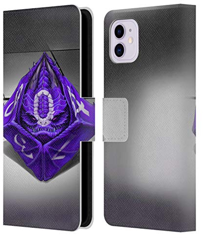Head Case Designs Offizielle Stanley Morrison Lila Spielwürfel Drachen 2 Leder-Wallet-Hülle Kompatibel mit Apple iPhone 11