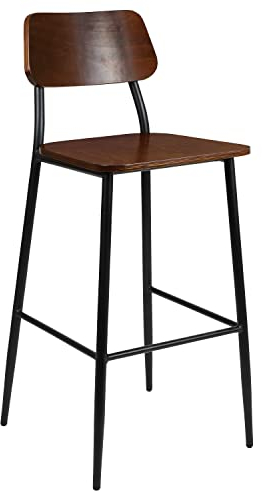 Flash Furniture Industrieller Barhocker mit Metallrahmen und rustikalem Holzsitz