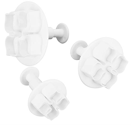 3 Stück Blume Kuchenform , Kunststoff Hortensie Muster Kekse Ausstecher Fondant Cutter Prägen Frühlingsform Cupcak Backen Gebäck Dekorieren Werkzeug Weiß