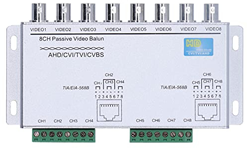 Passiver 8-Kanal-Video-Balun AHD / CVI / TVI / CVBS-Video-Twisted-Pair-Transceiver CCTV-Transceiver-Videosignalwandler