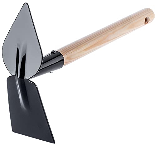 KADAX Kleine Hacke aus Metall, Gartenhacke mit kurzem Stiel, doppelte Hacke, Häckchen, robuste Kombihacke zum Jäten von Unkraut (Rechteck, Herz)