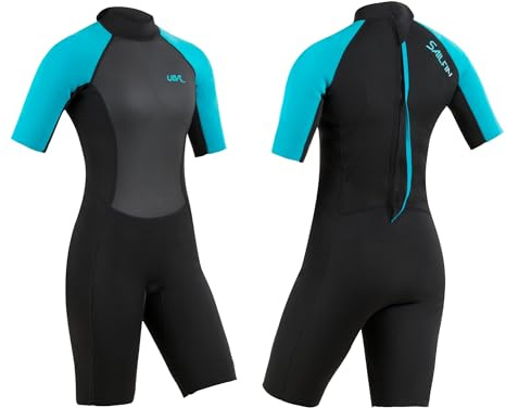 Urban Beach Wetsuit, Sailfin Short Women’s Swimming Wetsuit, 2mm Neoprene Shorty Wetsuit, Blue