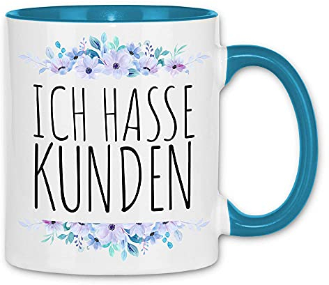 wowshirt Tasse Ich Hasse Kunden Spruch Arbeitskollege Büro Job Arbeit Chef, Farbe:White - Light Blue