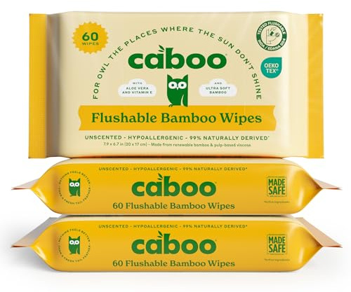 Caboo Tree Free Flushable Wipes, Septic Safe, 180 Wipes