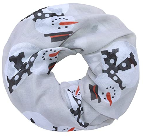 Damen Schlauchschal Loopschal Rundschal Christmas Weihnachten Schneeflocken Glocken Schneemann Halstuch Halsschal Loop Schal Weich