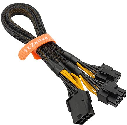 YEZriler 8 Pin PCIe Splitter Cable, GPU VGA 8 Pin Female to Dual 8 Pin (6+2) Male PCI Express Power Adapter Extension Sleeved 13-inch (33cm)