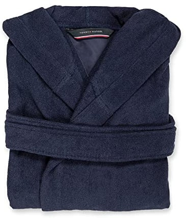 Tommy Hilfiger Frottee Bademantel für Erwachsene aus degree Baumwolle mit weicher Kapuze