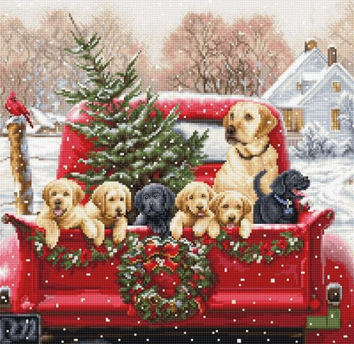 Luca-S Cross Stitch Kit Gold - Labs Truck, BU5009, Needlecraft Kit