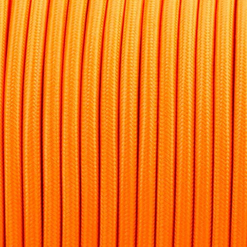 LEDSone Italian Orange Coloured 5 Meter Vintage 3 Core Round Electric Cable Fabric Covered Wire Italian Braided 0.75 mm Electrical Cable Flexible Wire for Lighting