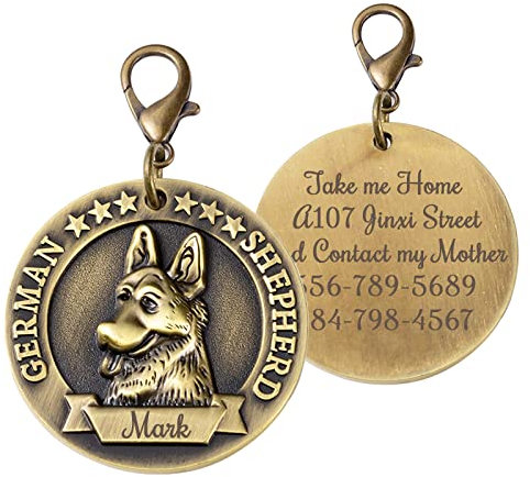 Uiopa Chapa Perro Grabada, Diseño 3D Único Placa Perro Grabada, Placa Identificativa Perro para Collar De Mascota, Disponible en 8 Estilos