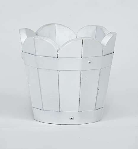 Worth Imports White Round Curved Acacia Wood Planter 7.5 x 7.5 x 7