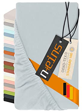 Npluseins Drap Housse 90x200 à 100x200 cm - fabriqué en Allemagne - Flanelle Fine 100% Coton - Linge de lit Chaud et Doux, résistant et Opaque, 1037.1342, Azur