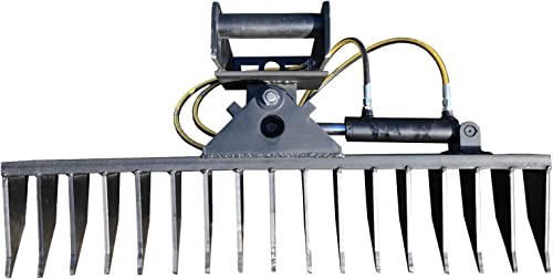 SRM Design Roderechen Wurzelrechen Aufnahme MS01 Breite 100 cm hydraulisch schwenkbar Feinwurzelrechen für Minibagger Feinwurzelschneide Rechen für Bagger
