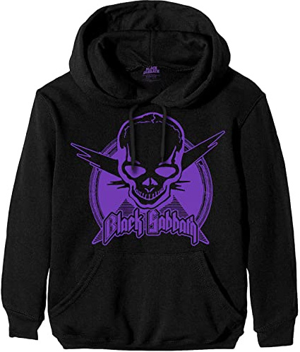 Black Sabbath Hoodie Aviation Skull Band Logo Official Mens Black Pullover
