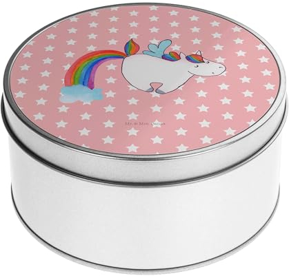 Mr. & Mrs. Panda Blechdose rund Einhorn Fliegendes Pferd - Geschenk, Glitzer, Spielen, Einhörner, Einhorn Deko, Unicorn, Metallkiste mit Deckel,