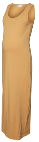 MAMALICIOUS Damen Mlmia S/L JRS Maxi Dress E. A., Apricot Tan, S