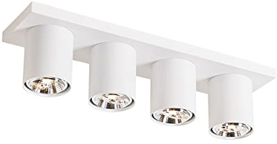 Qazqa Deckenstrahler, Deckenspot - Tubo - Weiß, max. 15W, Geeignet für LED, 48cm, 4-flammig, Ideal als Küche lampe und Wohnzimmerlampe