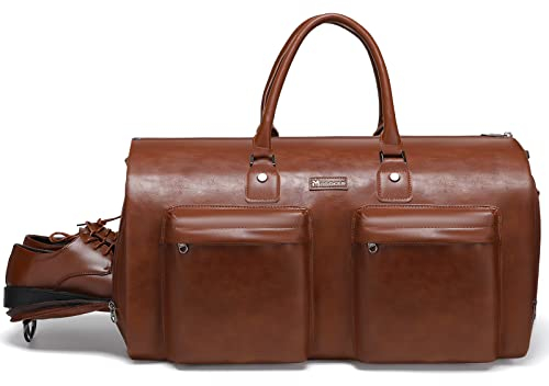Modoker Convertible Leder Kleidersack, Handgepäck Kleidersäcke für Reisen, Kleidungsstück Duffel Bag, A-braun, Modoker Kleidersack & Krawattenetui für Reisen