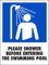 Warnschild Bitte Duschen Sie Vor Dem Betreten Des Pools Personalisierte Metallschild Retro Türschild 20X30Cm, Tin Sign