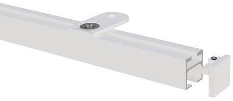 Gardineum - 1.20 m - eckige 20 x 20 Schiene mit Deckenträger, weiß