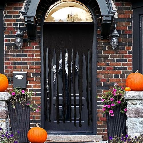 TOYMIS Halloween Türvorhang, 100x165cm Spukhaus-Vorhänge Gruseliges Tuch Halloween-Türvorhang für Gruselige Halloween-Party Spukhaus-Eingangsdekoration (Schwarz)