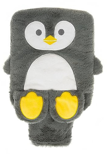 Night Owl Cute Plush Novelty Animal Hot Water Bottle/Fox or Penguin/Hand Warming Pouch/Provides Warmth and Pain Relief / 2L Capacity (Penguin)