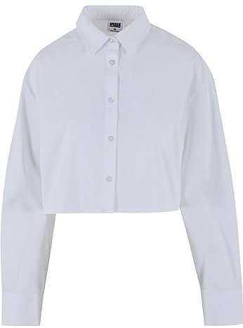 Urban Classics Damen Bluse Ladies Cropped Oversized Blouse White 5XL