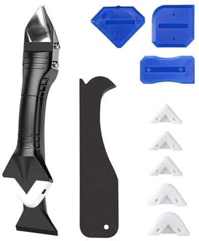 OSUWLSI 3 in 1 Professionale Spatola per Silicone Sigillante Kit,Strumenti per Silicone per Rimuovere Il Silicone ostinato,Calafataggio Raschietto, Utilizzato in Bagno,Cucina
