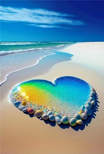 Shejyn 5D Diamond Painting Groß 20x30cm, Painting by Numbers DIY Full Drill Strass Embroidery Picture, Blue love stone Diamant Painting Bilder Set for Festival Gifts Home Office Room Wand Dekoratione