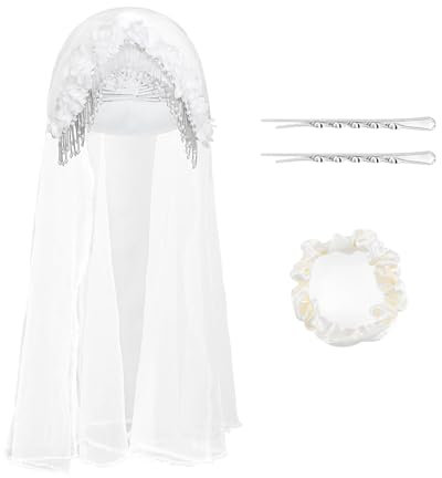 Bohend Frauen Blume Turban Hut Strass Perlen Headwrap Beanie Pre Tied Plissee Kopftuch Haube Quaste Schleier Kopfbedeckung Mütze (Polyester, White)