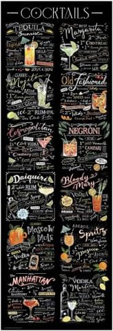 Cocktails - Rezepte - Poster Plakat Druck - Grösse 53x158 cm