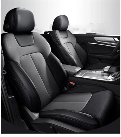 Janeepoch Sitzbezüge Benutzerdefinierte Autositzbezug Leder Auto Für Alfa Für Romeo Für Giulia Für Stilfserjoch Autozubehör Sitzkissen Styling Grau Autositzschoner (Color : Black Gray)