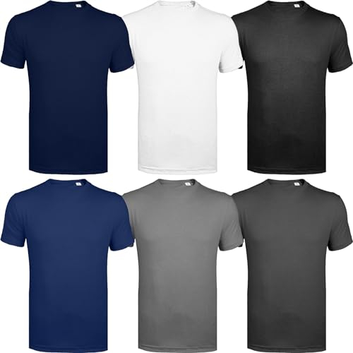 Men's 6 Pack Assorted Crew Neck Short Sleeve T-Shirt Blank Tee in Multi-Top Colors, Perfect for Holiday Shirts, Plain T-Shirt Gift Set, Pack of 6 Assorted, M