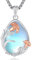 EUDORA Harmony Ball Collier de fleurs pour femme, argent sterling 925, pendentif fleur en or rose, pierre de lune, cadeau pour maman, épouse, fille, 55,9 cm