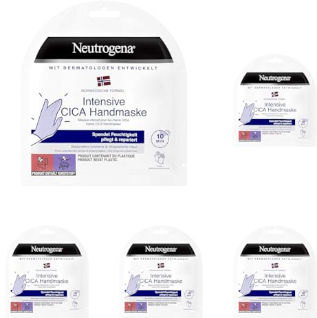 Neutrogena Intensive CICA Handmaske, 1 Paar Einweghandschuhe mit Handcreme, besonders trockene Hände (Packung mit 5)