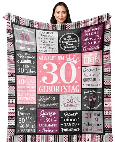 Yesbird 30 Geburtstag Frauen, 30 Geburtstag Deko, 30. Geburtstag Frauen, Geschenke zum 30 Geburtstag Frau, Geschenk 30. Geburtstag Frau Decke 150x130CM