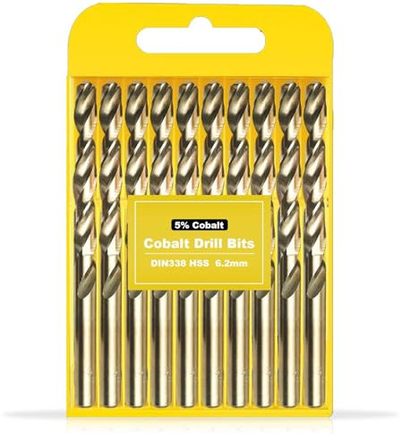 Vanpiece 6.2mm HSS Cobalt Jobber Drill Bit Twist Drill Bit for Drilling Stainless Steel and Metal(10pcs)