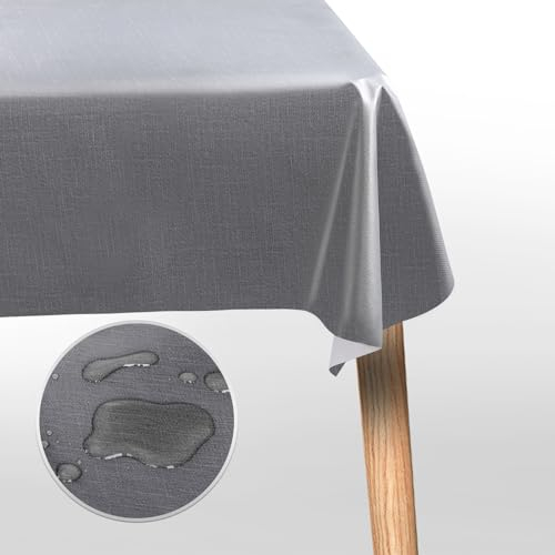 Segus Mantel Gris Plastico Impermeable 140X200, Mantel PVC Mesa Rectangular, Protector de Mesa, para Fiestas, Banquetes, Eventos de Boda
