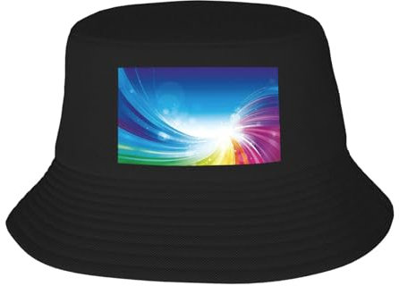 AMINNU Fischerhut mit Regenbogen-Hintergrund, Unisex, faltbar, Outdoor-Fischerhut, Sonnenhut, Schwarz , One size